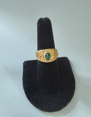 Gold Plated Green Cabochon Ring