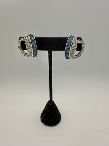 Jomaz Sapphire & Rhinestone Clip On Earrings