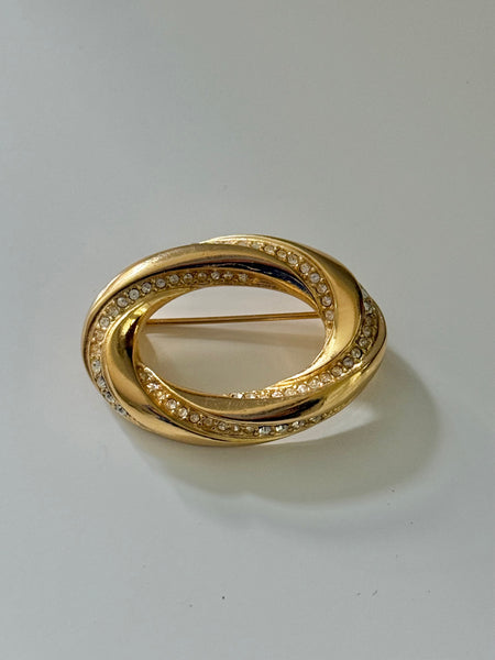 Christian Dior Oval Rhinestone Brooch