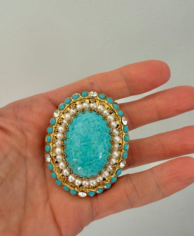 West Germany Turquoise Brooch