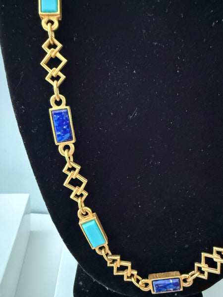 Turquoise & Lapis Link Necklace