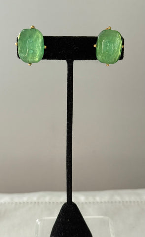 Chanel Light Green Gripoix Clip On Earrings
