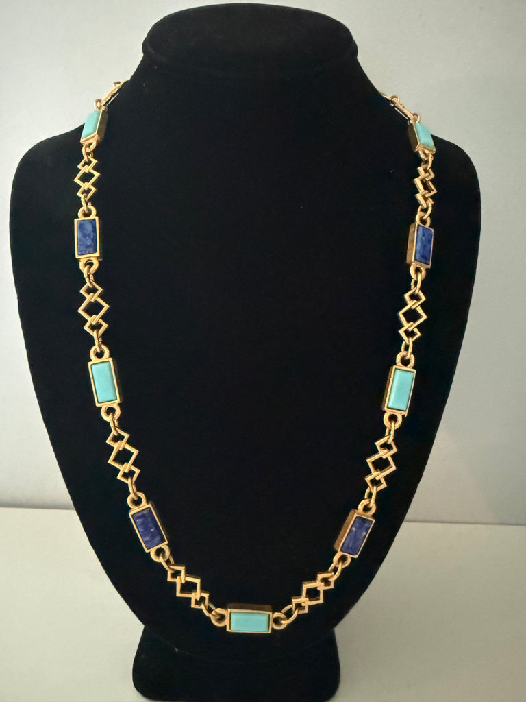 Turquoise & Lapis Link Necklace