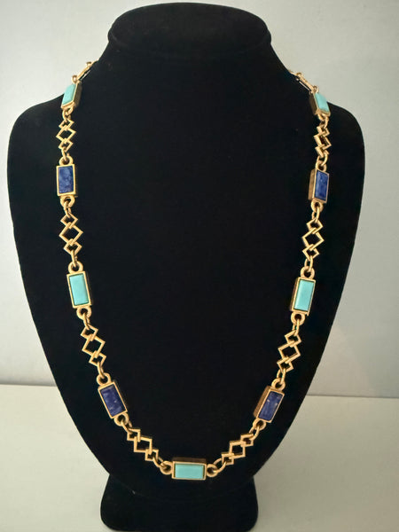 Turquoise & Lapis Link Necklace