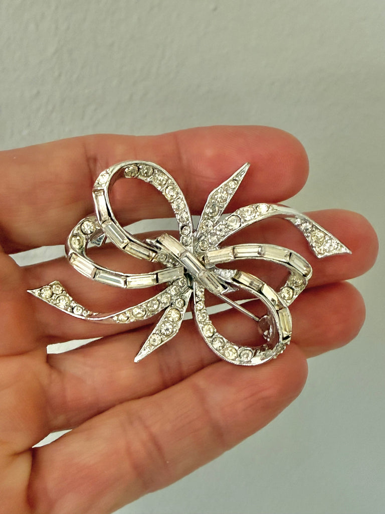 Rhinestone Bow Brooch