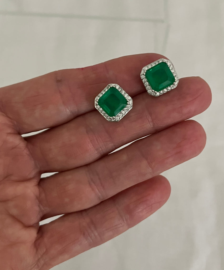 Petite Faux Emerald Studs