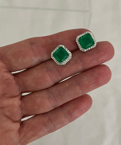 Petite Faux Emerald Studs