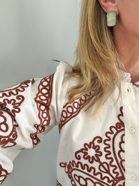 Siman Tu Genuine Stone Clip On Earrings