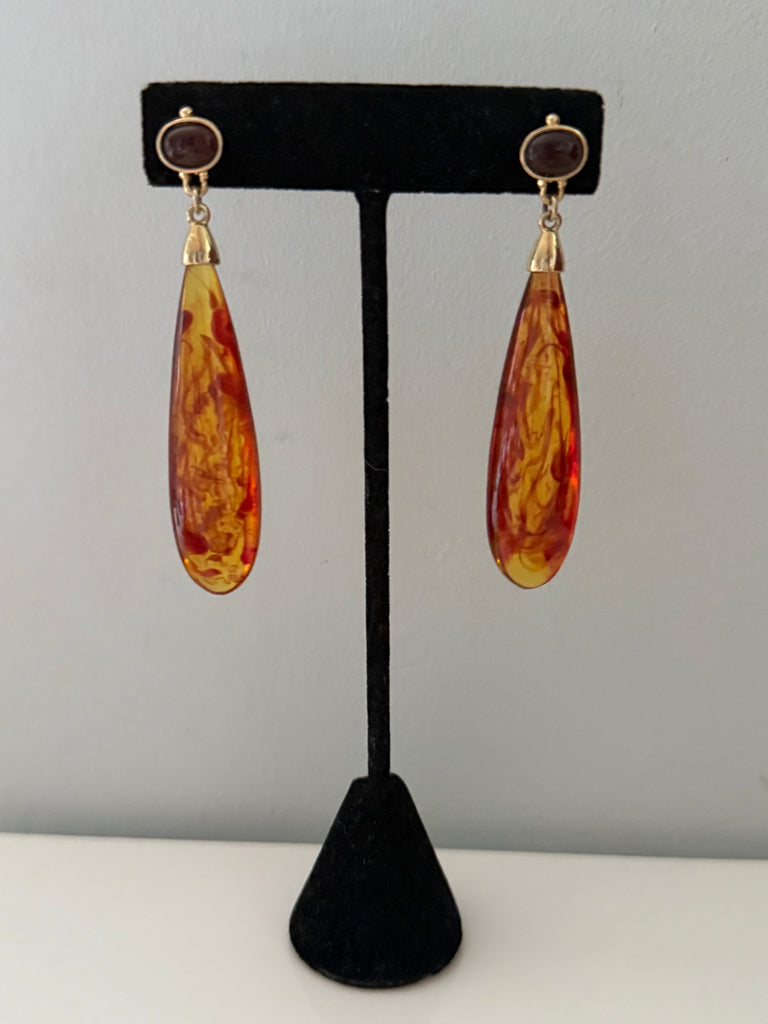 Kenneth Jay Lane Lucite Amber Post Earrings