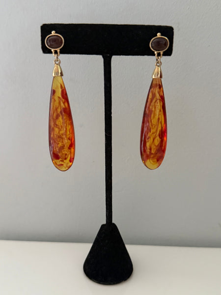 Kenneth Jay Lane Lucite Amber Post Earrings