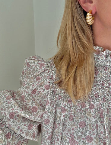 Cream Enamel Clip On Hoop Earrings