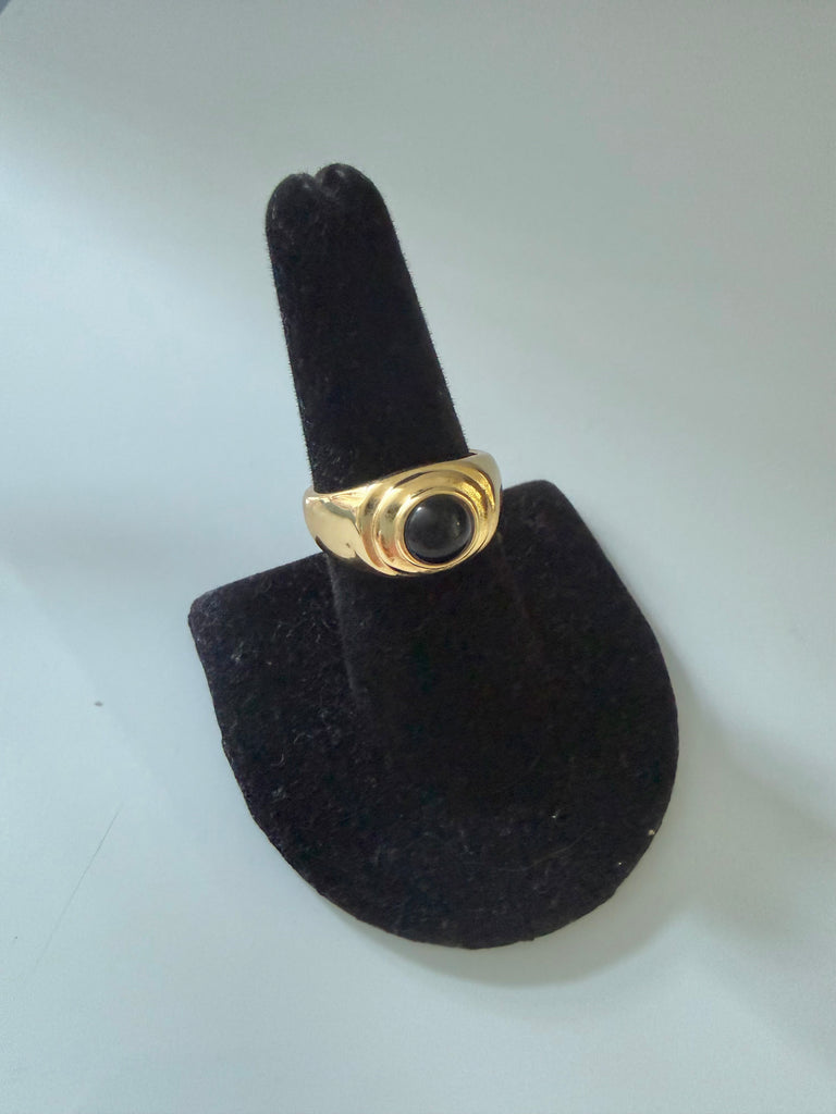 Gold Plated Black Cabochon Ring