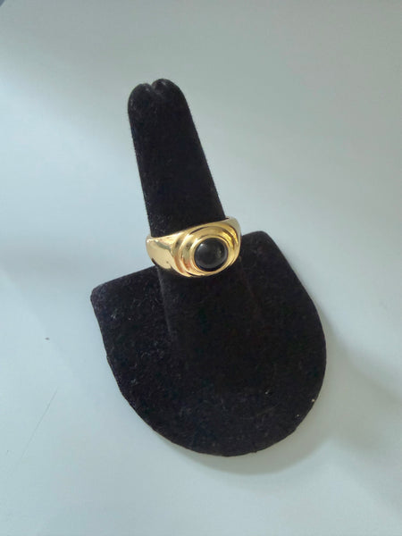 Gold Plated Black Cabochon Ring