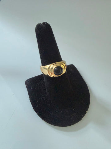 Gold Plated Black Cabochon Ring