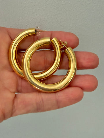 Reserved: Gold Hoop Earrings