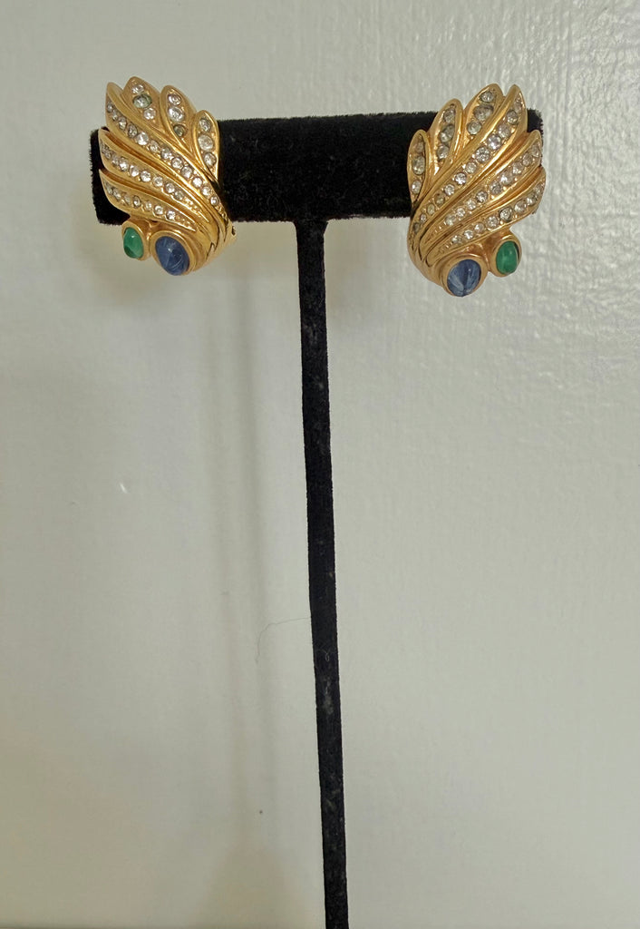 Grossé Rhinestone Cabochon Clip On Earrings