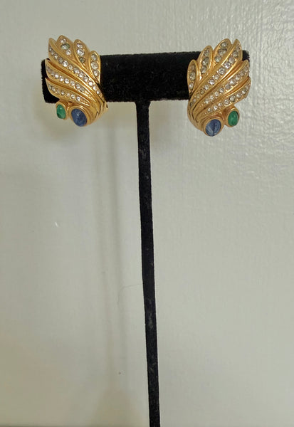 Grossé Rhinestone Cabochon Clip On Earrings