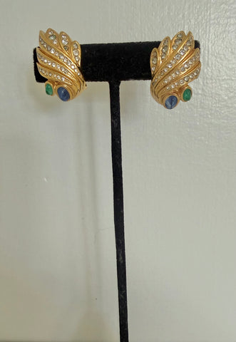 Grossé Rhinestone Cabochon Clip On Earrings