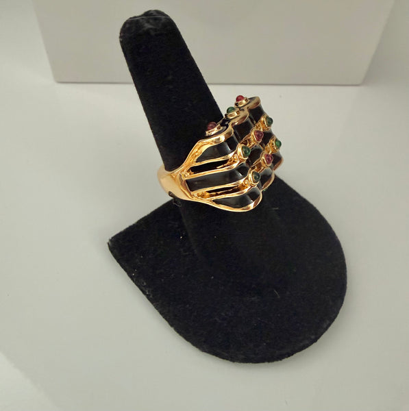 Contemporary Black Radiator Ring Size 7.5