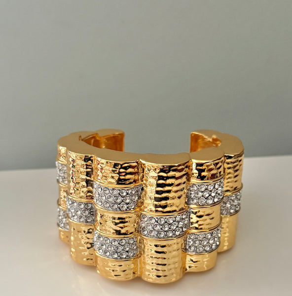 Scalloped Rhinestone Cuff Bracelet