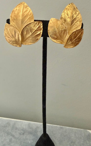 Trifari Leaf Clip On Earrings