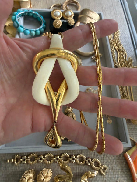 Givenchy Cream Lucite Pendant Necklace