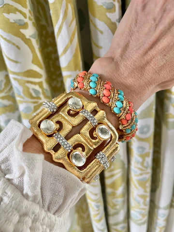 Rock Crystal Cabochon Bracelet 1.25” Opening
