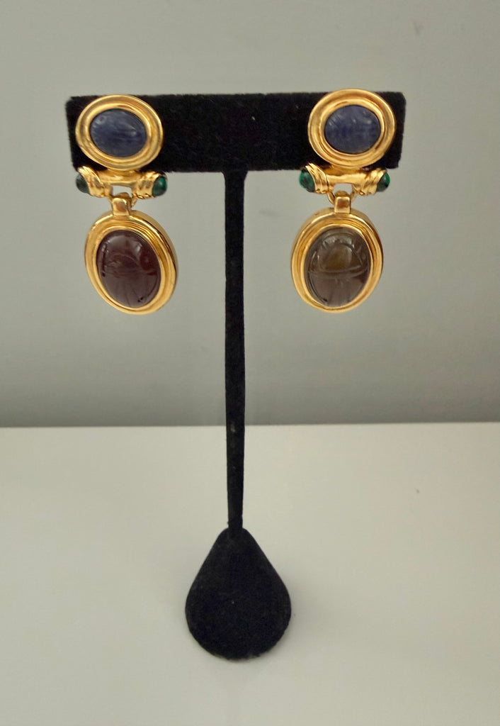 Scarab Clip On Earrings