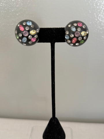 Weiss Lucite Jeweled Clip On Earrings