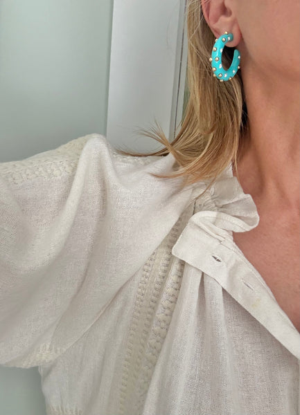 Kenneth Jay Lane Turquoise Hoops