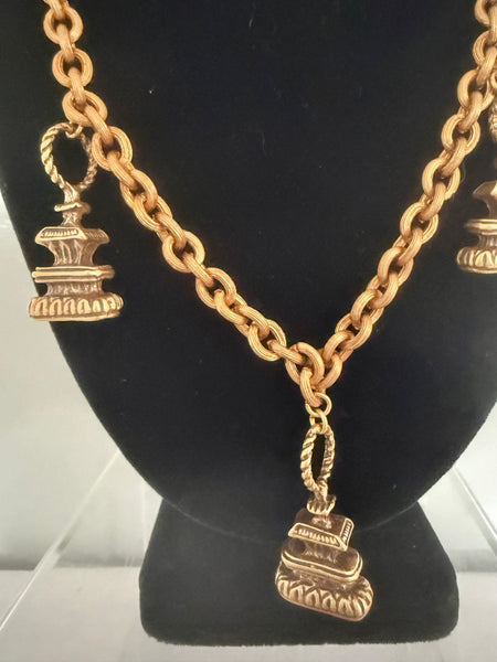 Chanel Three Pagoda Charm Necklace