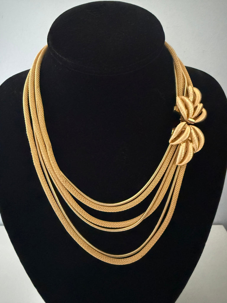 Multi Chain Choker with Leaf Accent/Clasp
