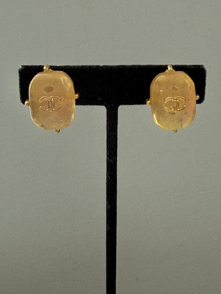 Chanel Clear/Light Yellow Gripoix Clip On Earrings