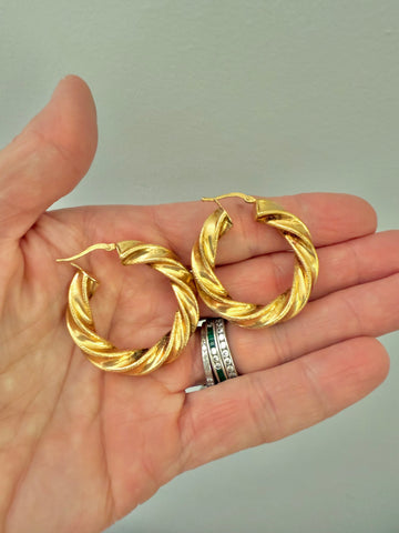 Gold Over Sterling Twisted Hoop Earrings