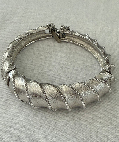 Monet Ribbed Silver Bracelet