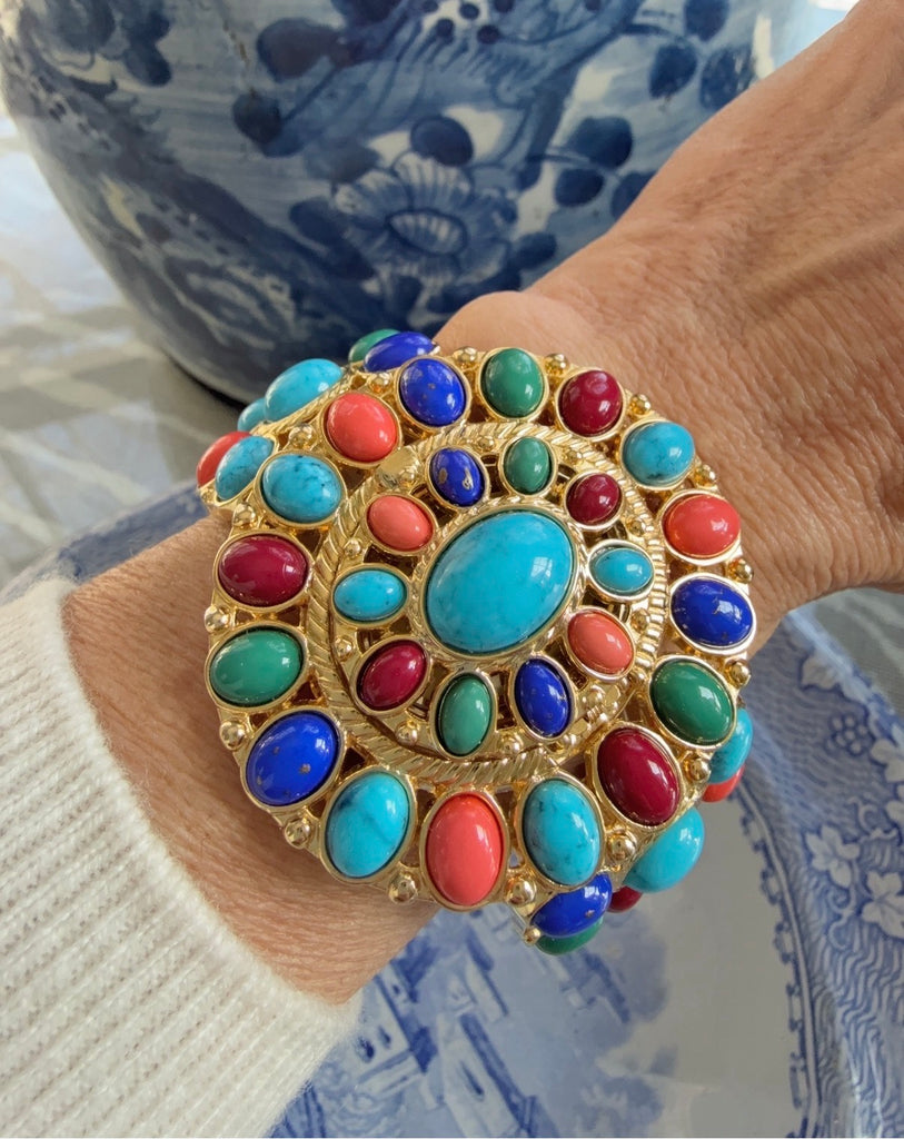 RJ Graziano Colorful Cabochon Bracelet with Hidden Watch