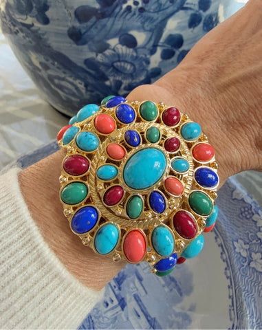 RJ Graziano Colorful Cabochon Bracelet with Hidden Watch