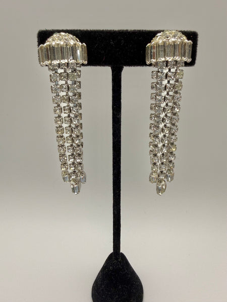 Weiss Screw Back Cascading Rhinestone Earrings