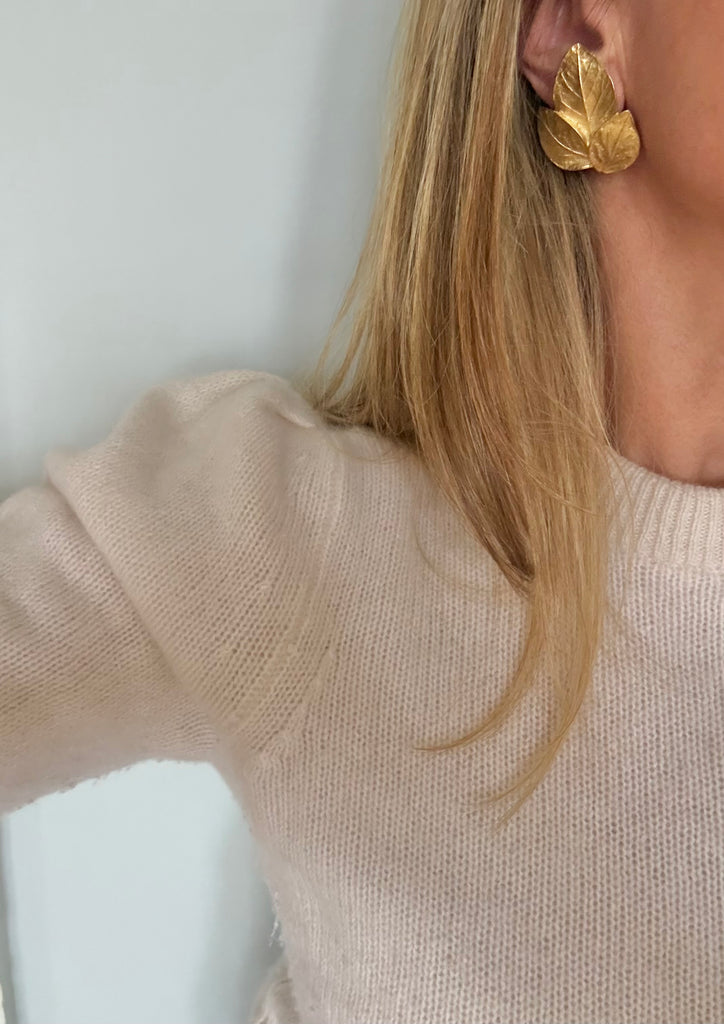 Trifari Leaf Clip On Earrings