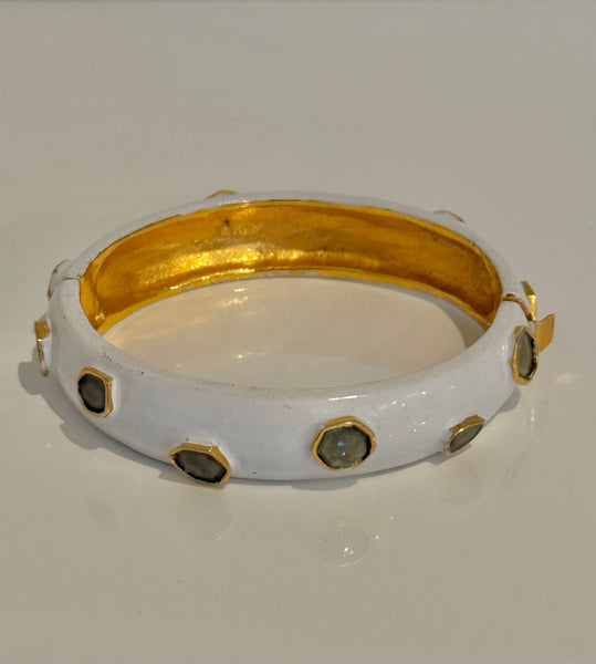 Original by Robert Hinged White Enamel Bracelet