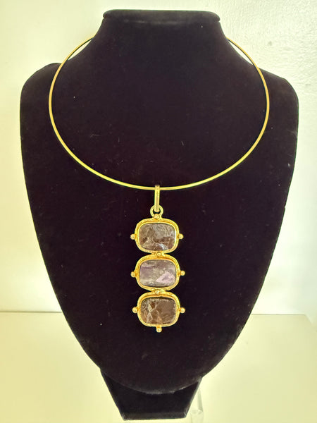 Amethyst Pendant On Choker Wire