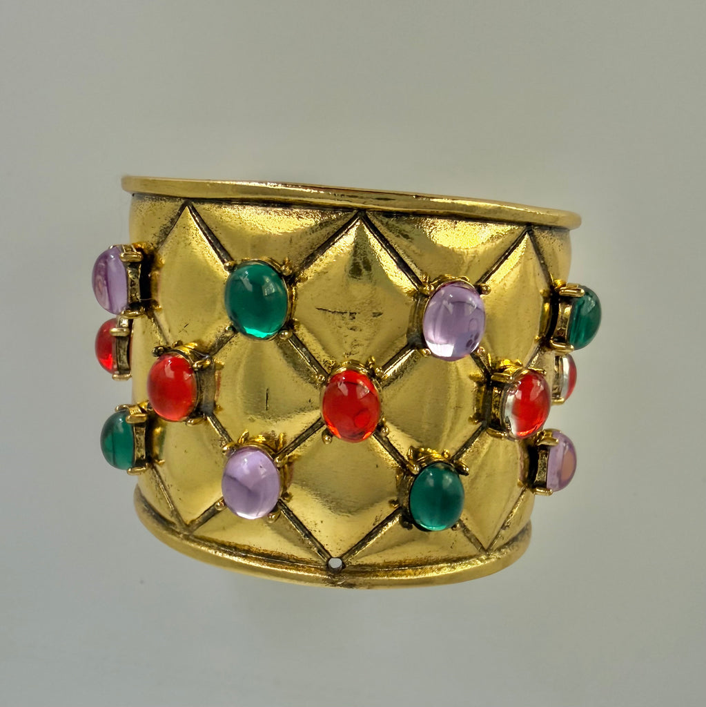 Quilted Jeweled Cuff Bracelet