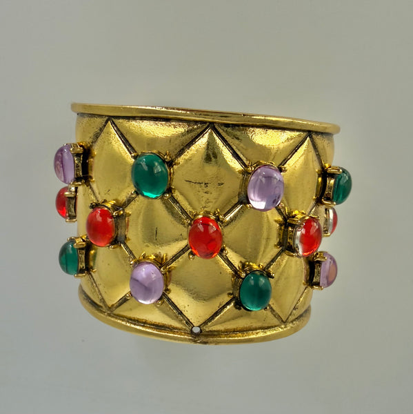 Quilted Jeweled Cuff Bracelet