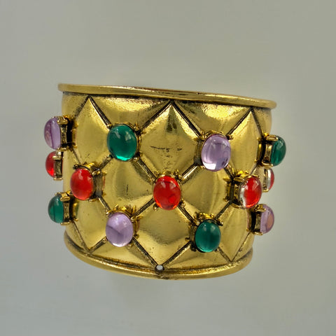 Quilted Jeweled Cuff Bracelet