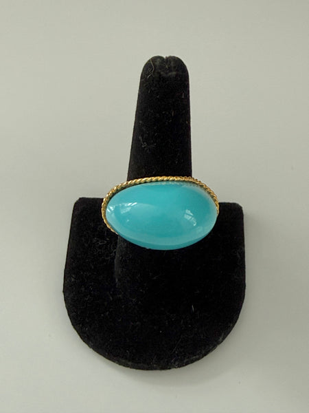 Turquoise Lucite Cuff Ring