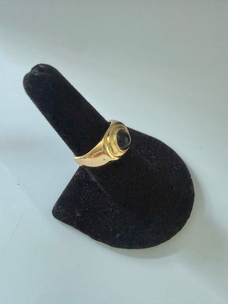 Gold Plated Black Cabochon Ring