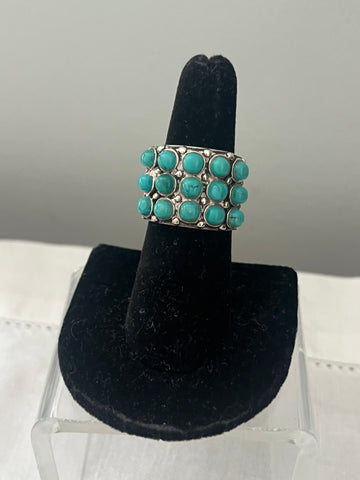 Sterling Silver & Turquoise Band Ring Size 6