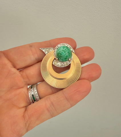 Boucher Turquoise & Rhinestone Brooch