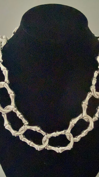 Silver Plated Bamboo Link Necklace