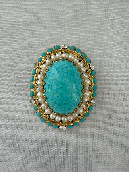 West Germany Turquoise Brooch